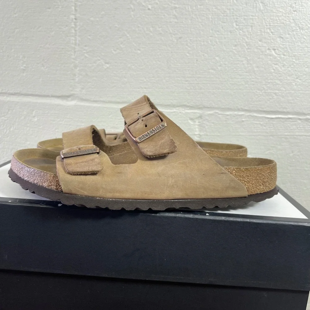 Birkenstock Arizona Brown Nubuck Sandals Slide Slip On Men's Size 41 EU/8 US